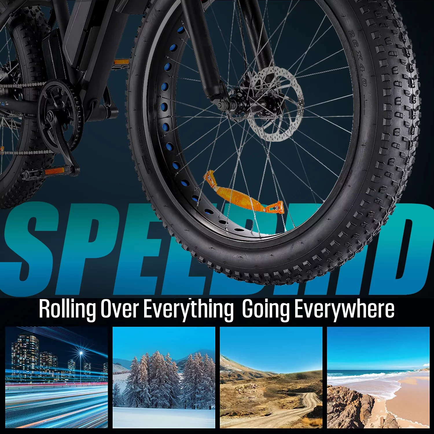 Electric Bike, 26" 4.0 Fat Tire Electric Bike for Adults 500W Adult Electric Bicycles Electric Mountain Bike with 48V 10.4Ah Battery and Lockable Suspension Fork Ebike for Mountain Beach Snow