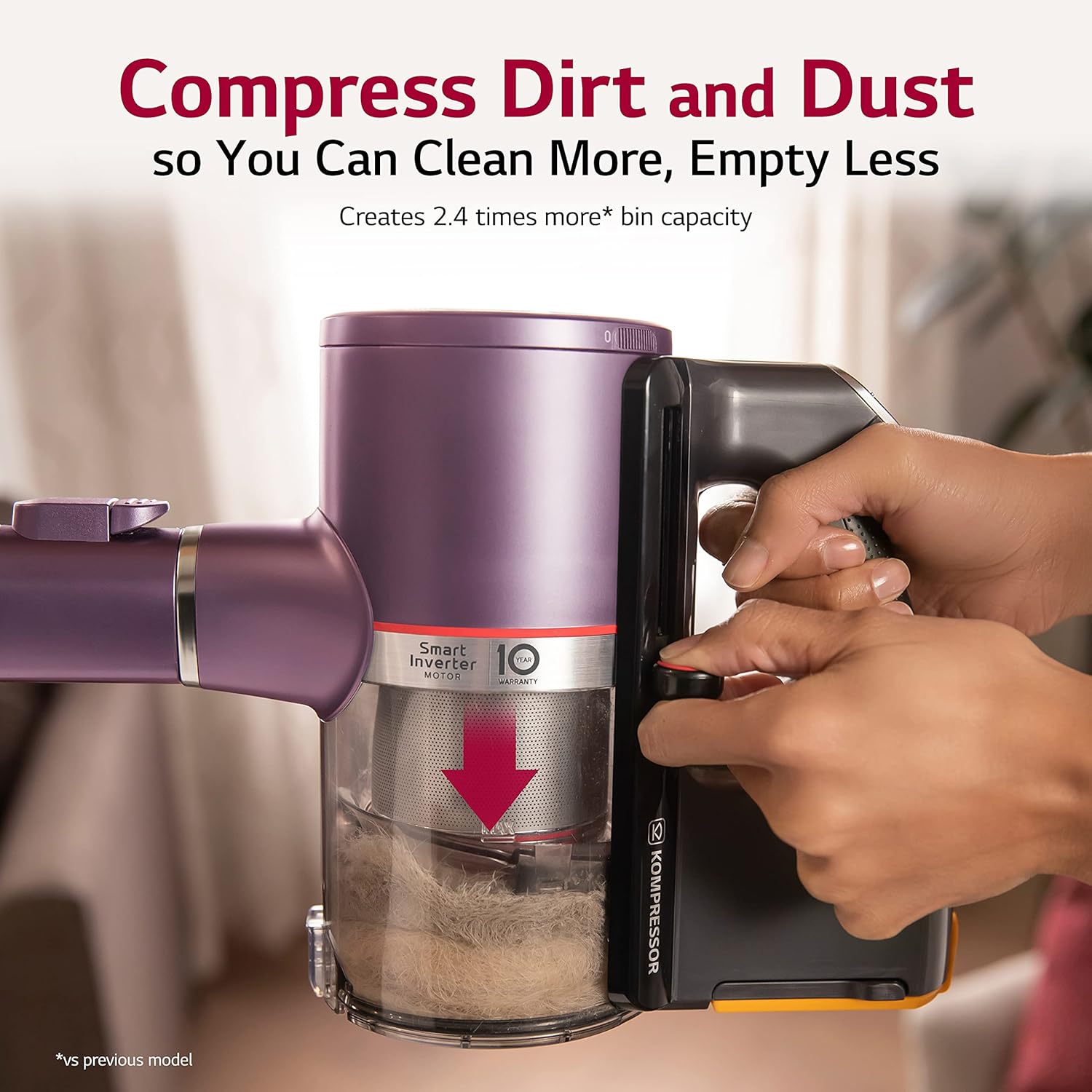 LG CordZero Cordless Stick Vacuum Cleaner, Hard Floor, Carpet, Wet Mop, Car, Powerful Suction, High-Capacity Dust Bin, Extra Battery, Up to 120 Min, Lightweight, A929KVM