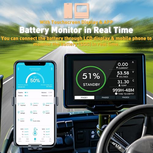 12V 100Ah lithium battery with Bluetooth for trolling motor, RV, Comping, Marine, Solar, Off-Grid, Lifepo4 Battery Deep Cycles Rechargeable Low Temp Protection, Smart BMS, 10-Year Lifespan