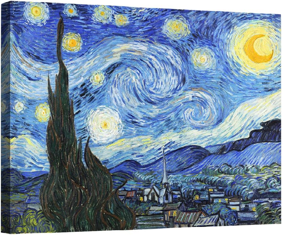 Eliteart - Starry Night Over The Rhone by Vincent Van Gogh Giclee Art Canvas Prints- Framed Size:27 3/5 x34 3/5