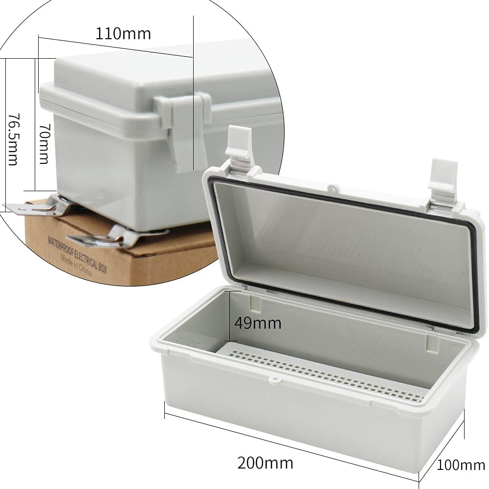 MAKERELE Outdoor Electrical Box Weatherproof Includes Internal Mounting Panel 15.711.86.7 (400300170mm) Large Project Box for Electronics Hinged Cover Plastic Clip with 2 NPT 3/4” Glands