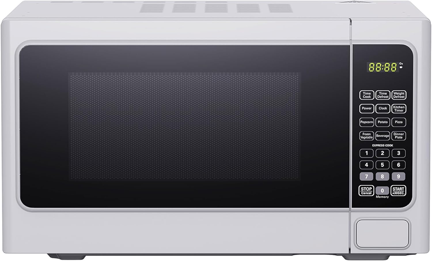 Black+Decker Compact 1000 Watt LED Display Countertop Small Microwave Oven with Turntable, Digital Controls, 6 Cooking Modes, White