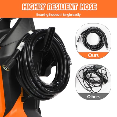 Electric Pressure Washer, 4000PSI 2.8GPM Pressure Washer with 4 Anti-Tipping Wheels, Electric Power Washer with 4 Pressure Tips and 500ML Foam Cannon for Home Garden Cleaning