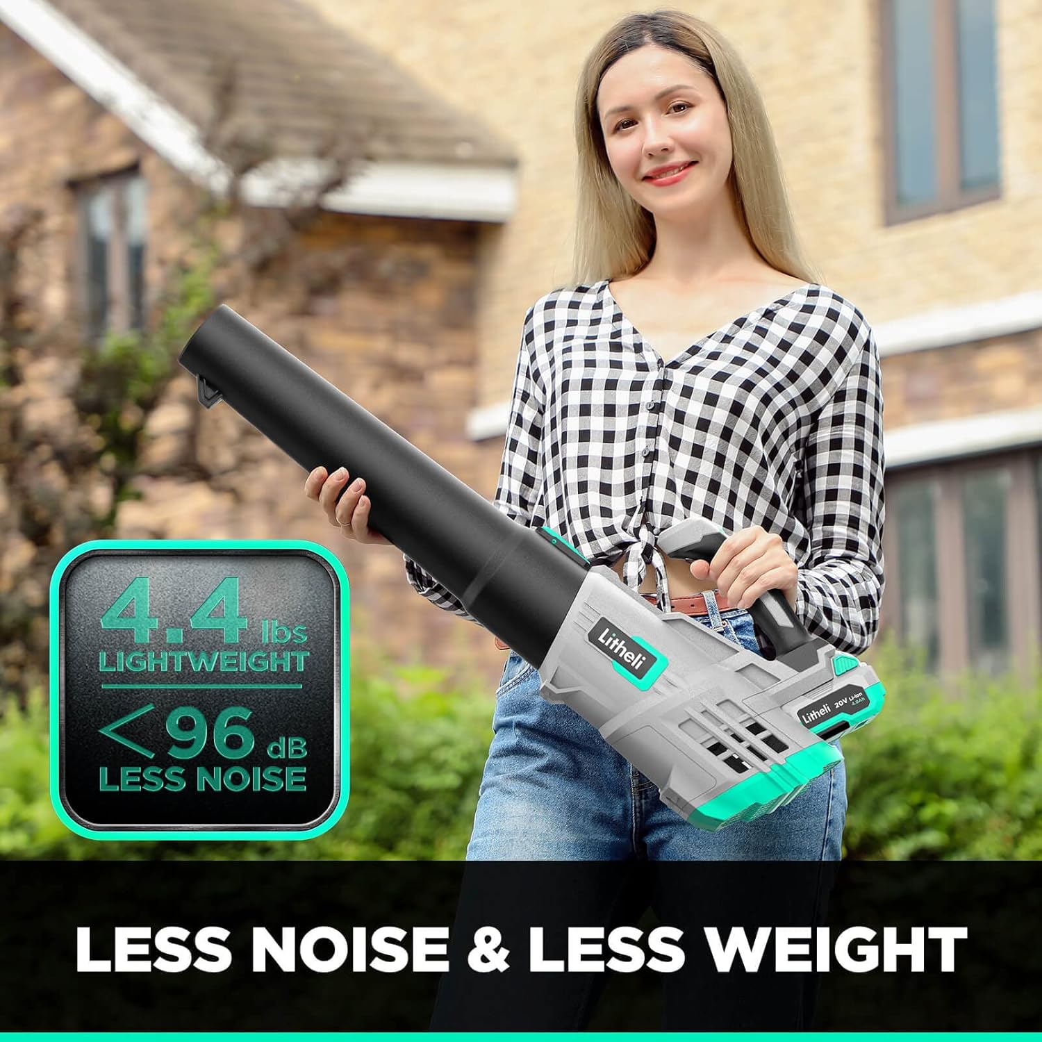 Litheli 20V Cordless Leaf Blower, Battery Leaf Blower for Cleaning Leaves, Dust, Snow on Lawn, Yard, Deck, with 4.0Ah Battery & Charger Included