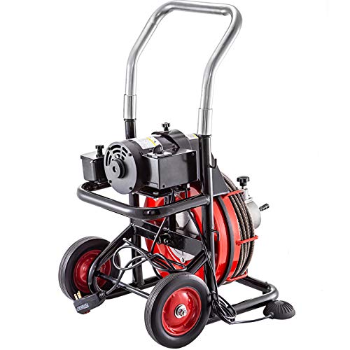 VEVOR Drain Cleaner Machine 100 ft x 1/2 inch for 2 inch to 4 inch(50-100mm) Pipes, 550W Open Drain Cleaning Machine 1700 RPM Electric Drain Auger with Cutters Glove Drain Auger Sewer Snake