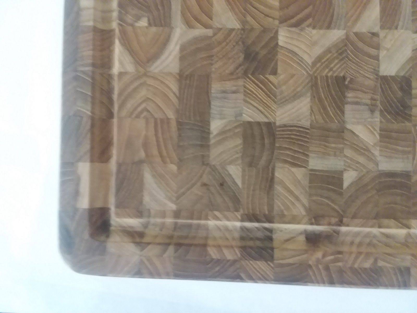 Proteak End Grain Butcher Block Cutting Board Hand Grip Juice Canal 20x22 x 14x22