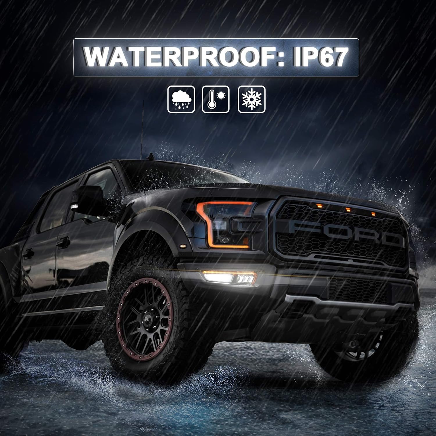 Ford Raptor Fog Lights, CJOVSE Amber Sequential Turn Signal White DR LED Bumper Fog Lights Compatible Smoke Housing with Gen 2 Ford Raptor 2017 2018 2019 2020
