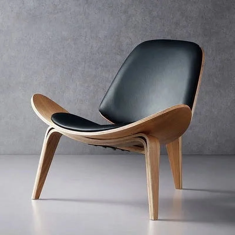 Hans Wegner Style Three-Legged Shell ChairsAsh Plywood Fabric Upholstery Living Room Furniture Modern Lounge Shell ChairsReplica