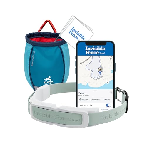 Invisible Fence GPS Dog Fence & Tracking Collar Bundle with Training Flags (White) & Treat Bag (Blue), Wireless GPS Tracker Collar, for Medium & Large Dogs, Waterproof - 1 Year Subscription Included