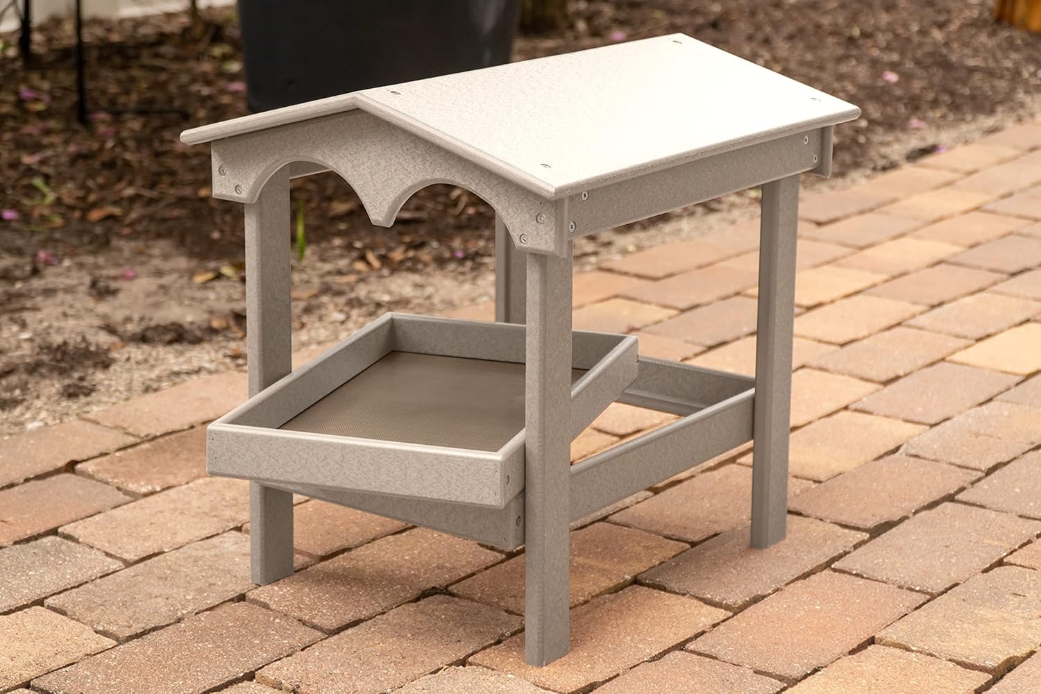 DutchCrafters Large Covered Ground Feeder with Removable Tray for Birds and Wildlife, Made from Plastic Poly - Amish Made in America (Turf Green)