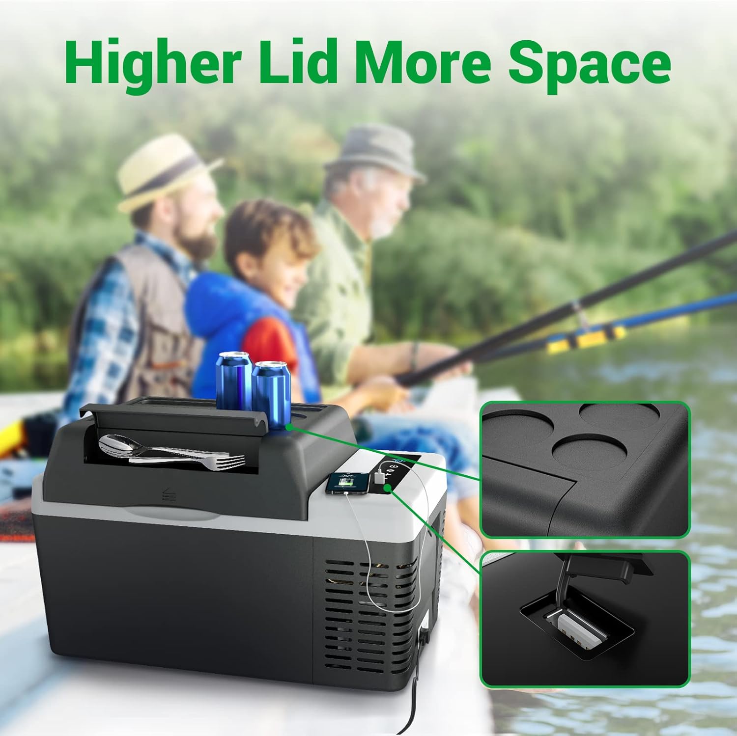 F40C4TMP 12 Volt Refrigerator 24 Quart (23L) Portable Freezer (-7.6℉~50℉) with 12/24V DC and 110-240V AC Compressor Car Fridge for Camping, Truck, RV, Boat, and Trip