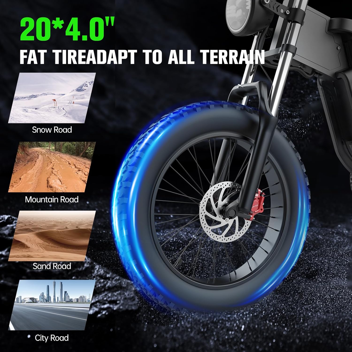 X20 Electric Bike for Adults 2000W 35AH Removable Battery 20" Mountain Electric Dirt Bike, 34MPH, 7-Speed, Dual Hydraulic Shock Absorbers, Commuting Electric Bicycle for Adults