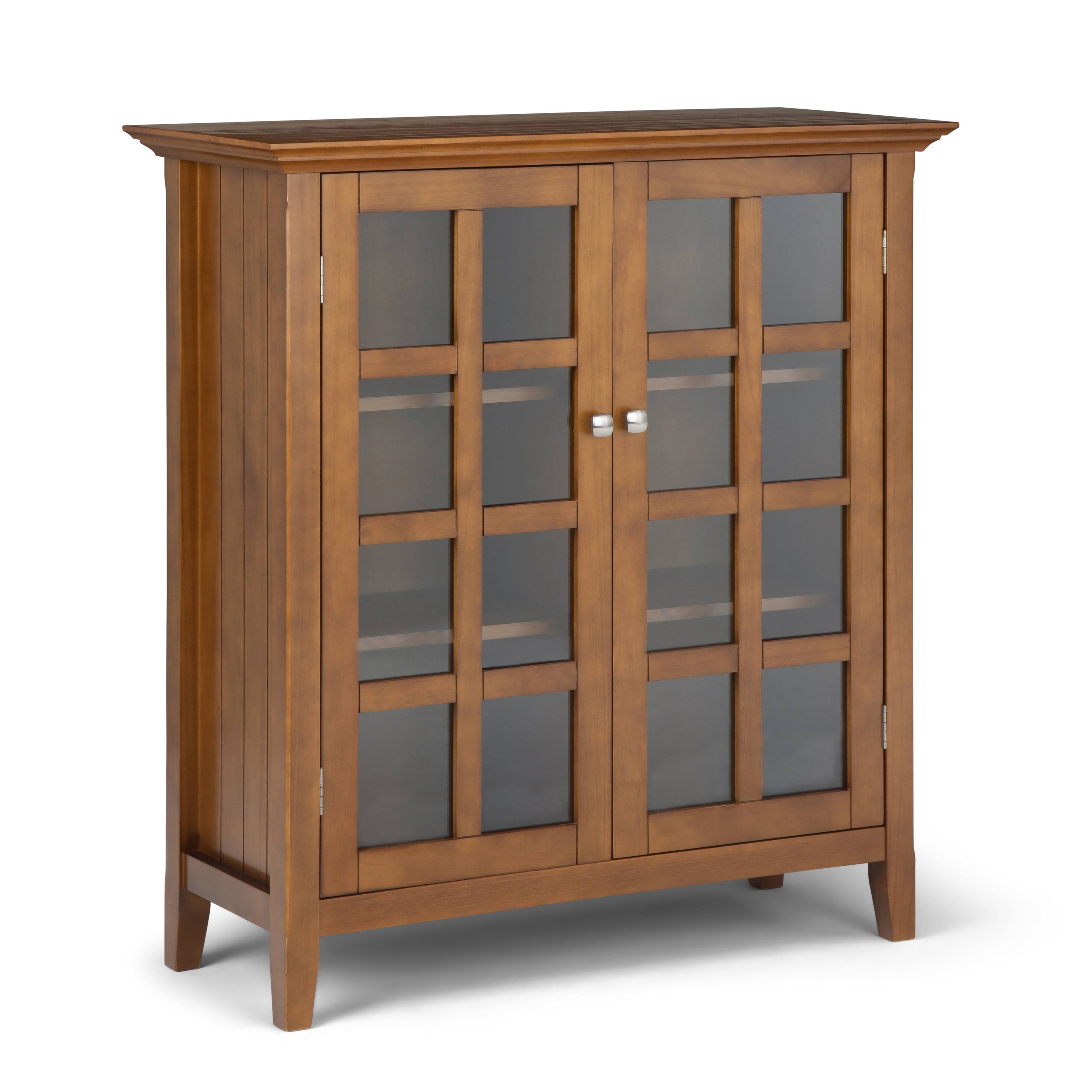 Simpli Home Acadian Solid Wood Medium Storage Cabinet in Light Golden Brown
