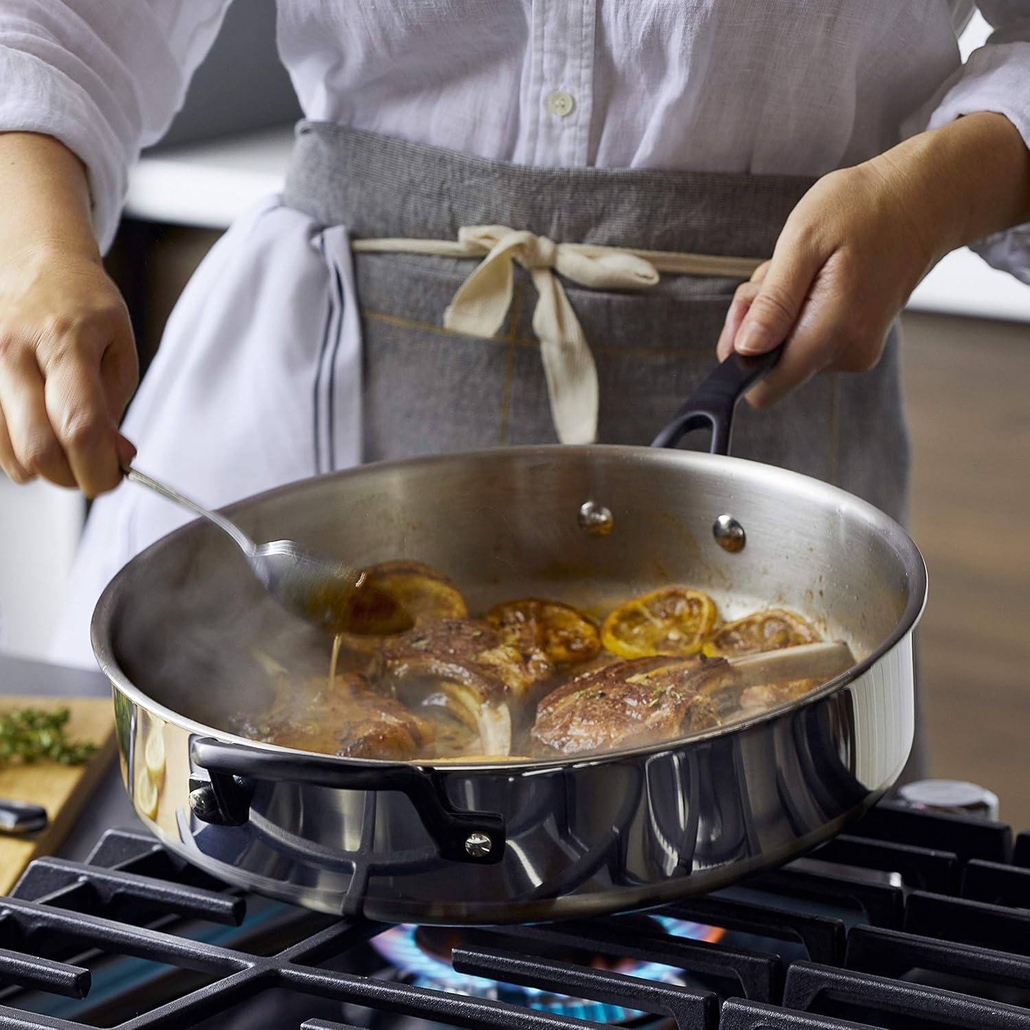 KitchenAid 5-Ply Clad Stainless Steel Cookware Pots and Pans Set, 10 Piece, Polished Stainless