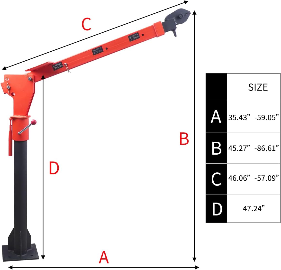 ROCK-HULK New 1100lb Folding Truck-Mounted Crane, with Electric Winch 3500 lb 12V, Painted Steel Pickup Truck Jib Cranes 360 Swivel (1100 lb)