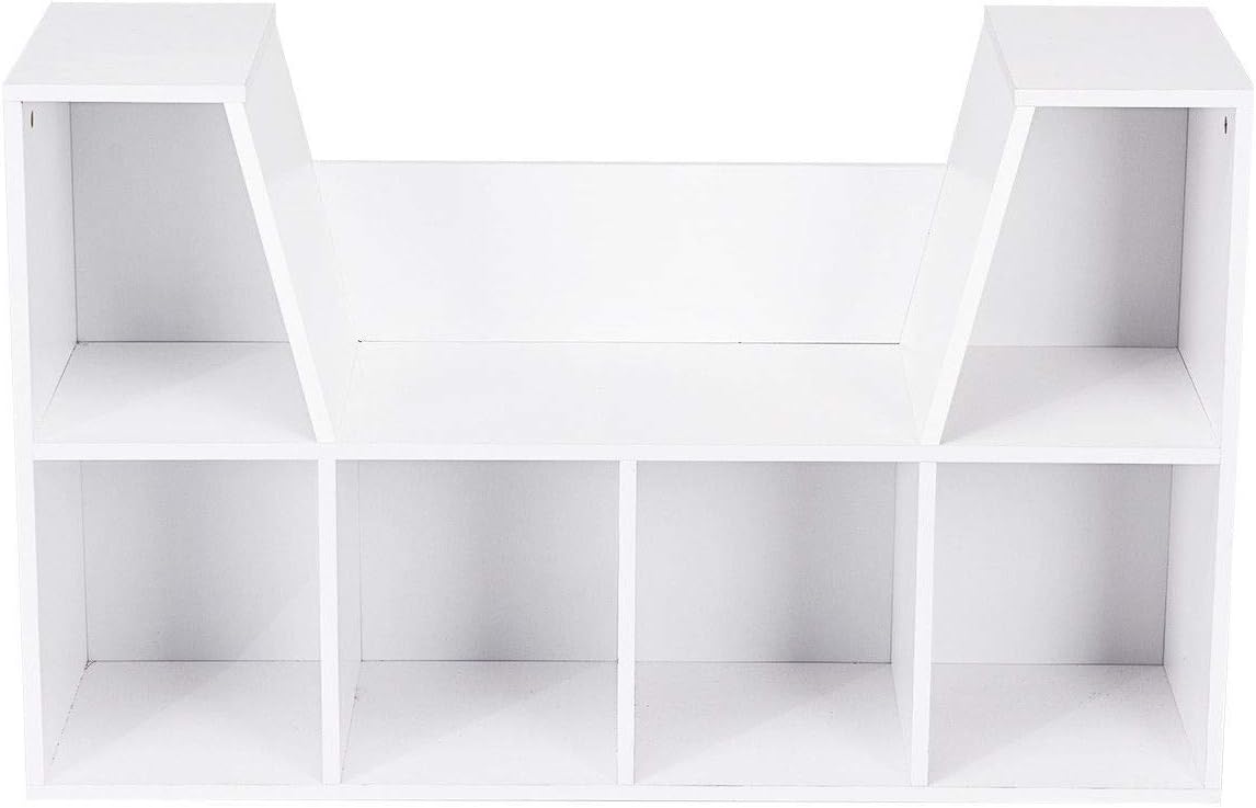 6-Cubby Kid Storage Bookcase Cushioned Reading Nook Versatile Bench Design Ample Storage Space