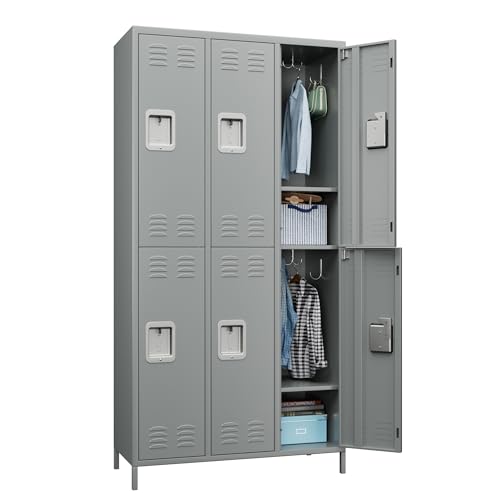METAN Metal Storage Locker for School Office Gym Bedroom, 12 Doors Locker Cabinet for Employees, Industrial Steel Storage Locker with 12 Hooks, Assembly Required (12 Door-Light Gray)