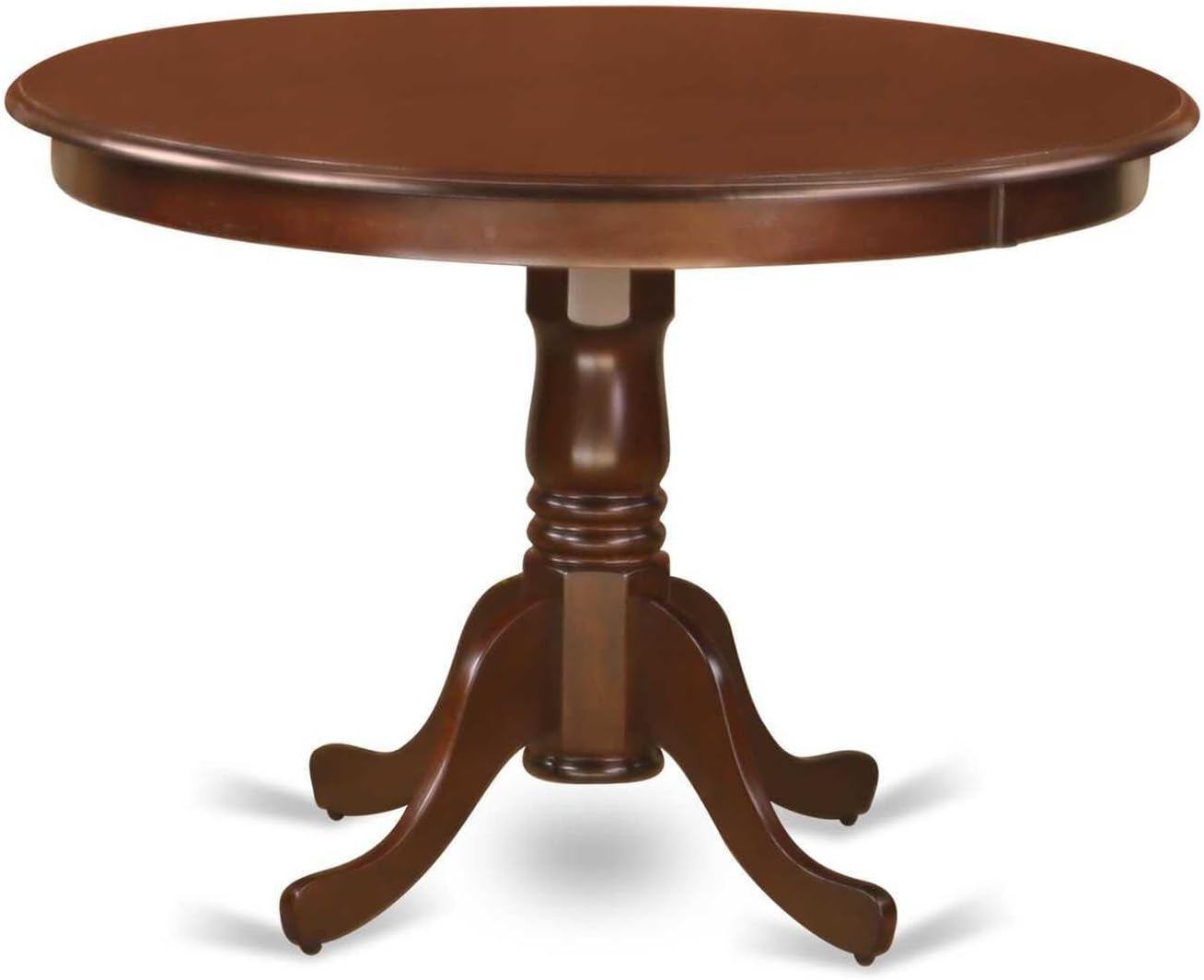 Natural Beauty 5 Piece Dining Set includes A Round Kitchen Table with Pedestal and 4 Chairs, Mahogany