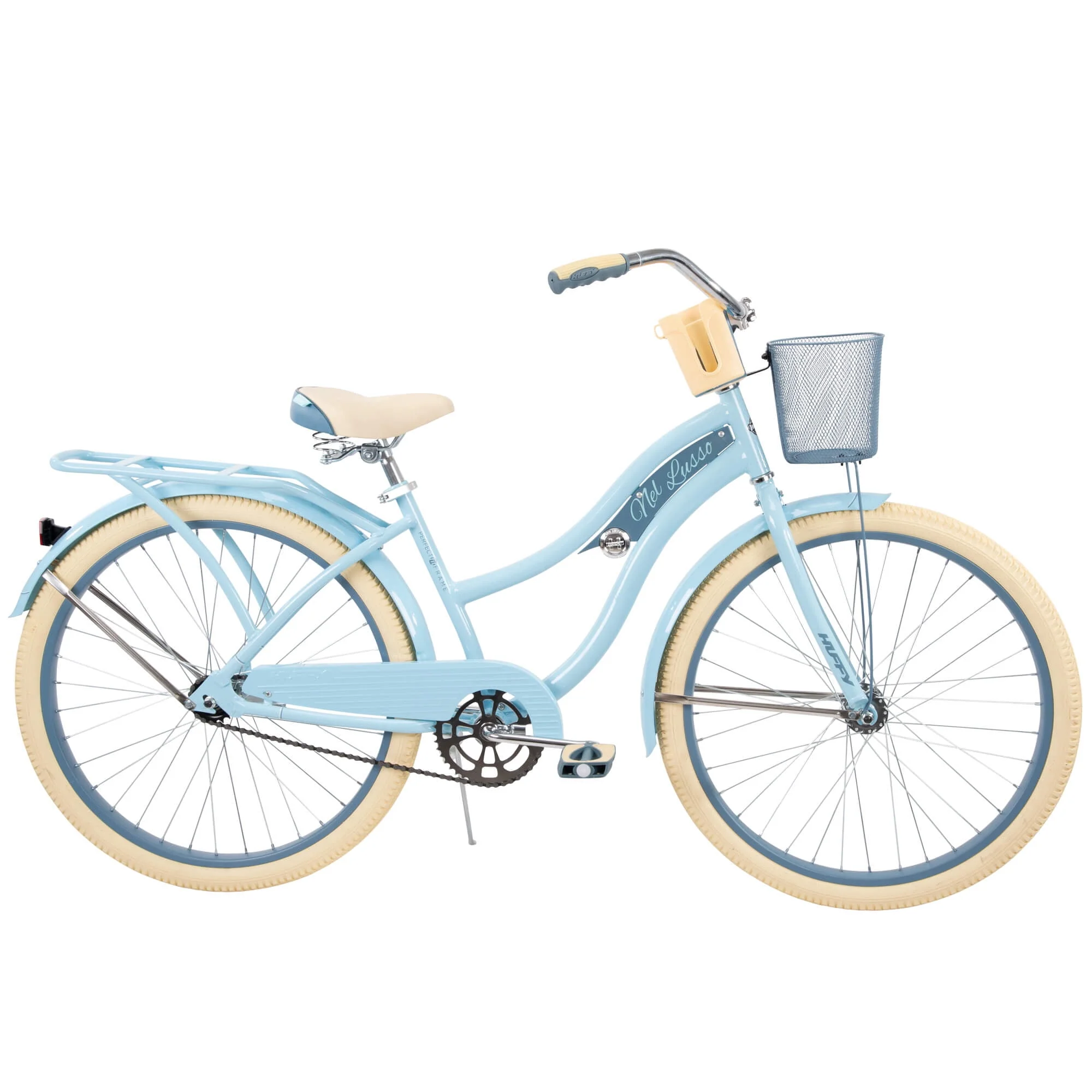 Huffy 26 Nel Lusso Classic Cruiser Bike with Perfect Fit Frame, Women's, Ages 13 Years, Light Blue
