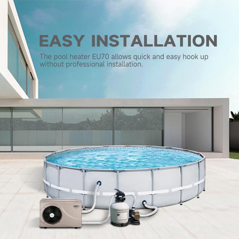 Above Ground Pool Heater EU50, Max 16184BTU Up to 5000gallons Electric Swimming Pool Heat Pumps, Titanium Heat Exchanger, 5.62 COP, 110V/120V, Fits 8/11/15 Foot Pools Heating Pool Warmer