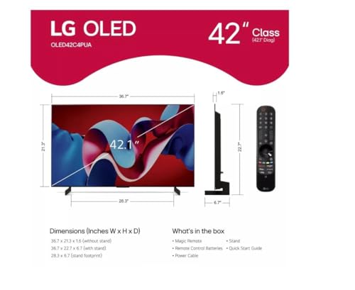 LG 65-Inch Class OLED evo C4 Series Smart TV 4K Processor Flat Screen with Magic Remote AI-Powered with Alexa Built-in (OLED65C4PUA, 2024)