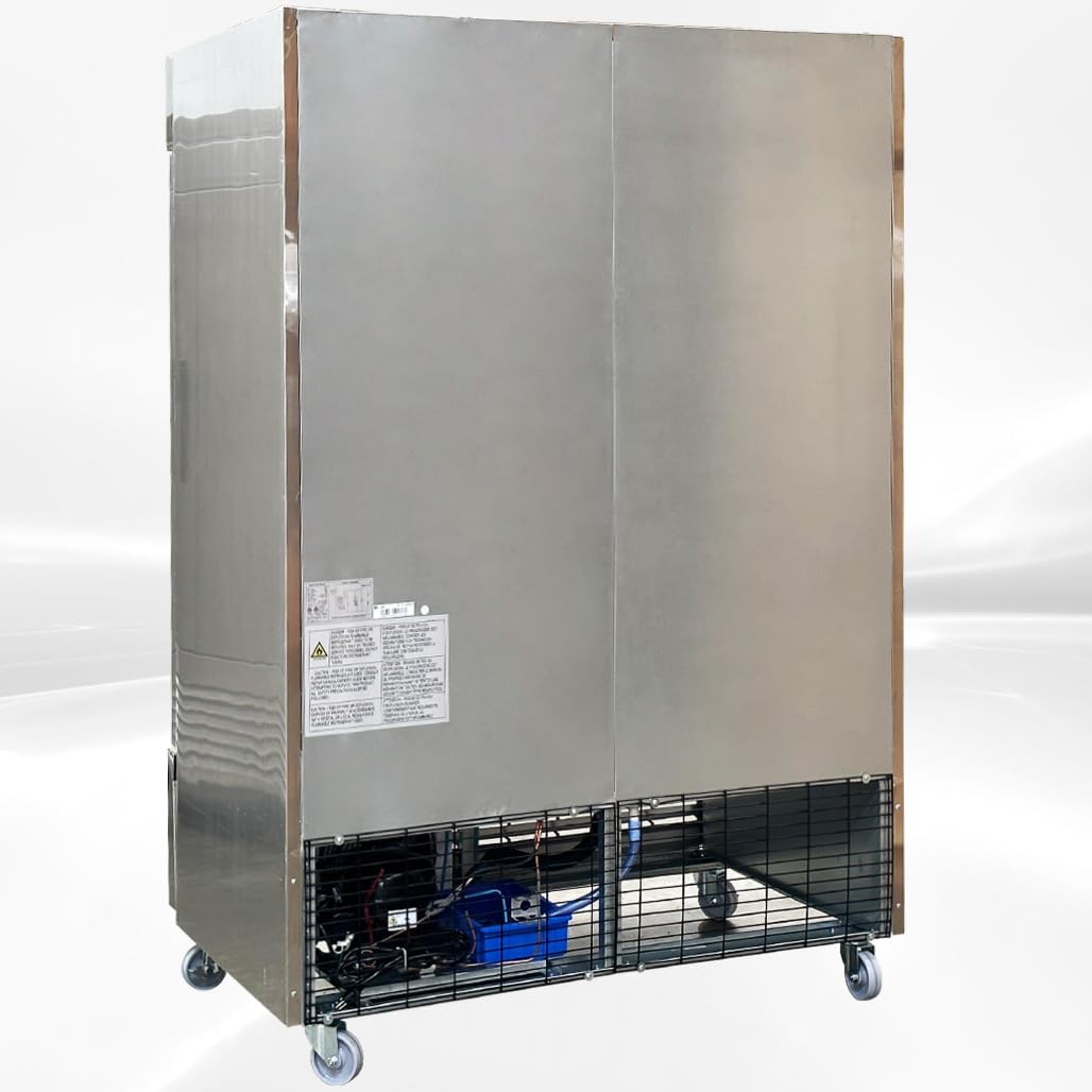 Commercial Freezer 2-Doors Solid Upright Reach in Two Section Stainless Steel NSF 54" Width, Capacity 47Cuft, Restaurant Quality Kitchen -8°F Cold al32Adup1