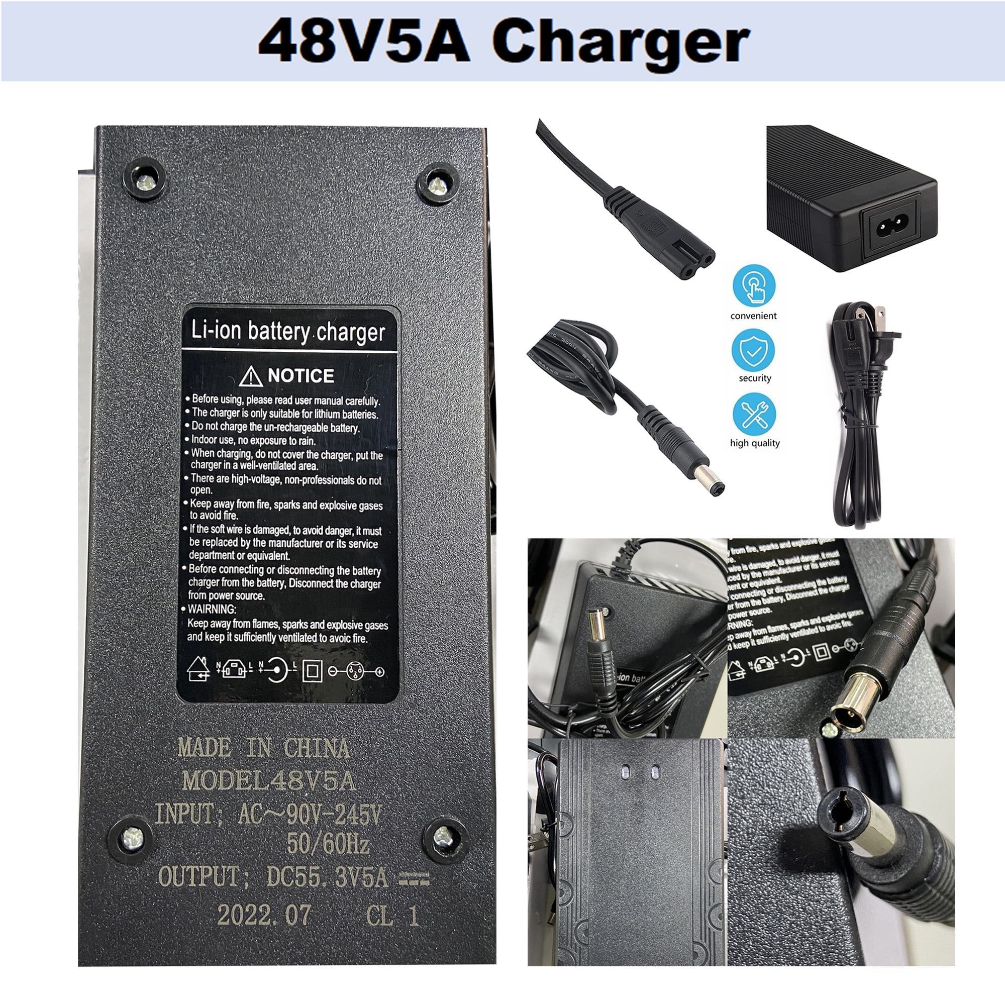 Ebike Battery 48V 14Ah Lithium Battery with 5A Fast Charger T Plug 48V Battery for 1200W Electric Bike