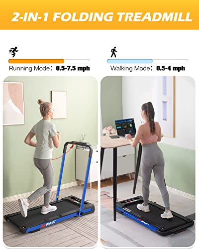 FYC Under Desk Treadmill - Walking Pad 2 in 1 Folding Treadmill Desk Workstation for Home 300LBS Weight Capacity 3.5HP, Free Installation Foldable Compact Electric Running Machine for Office