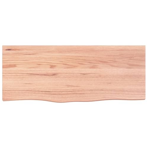Table Top Light Brown 39.4"x15.7"x0.8" Treated Solid Wood Oak,Upgrade Your Table: Handcrafted Oak Table Top with Live Edge Charm Table Accessories