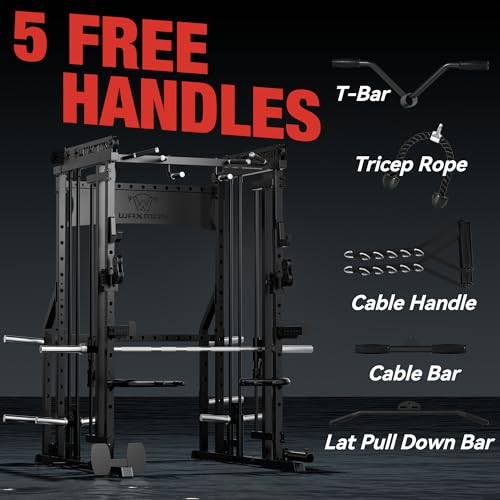 Waxman Smith Machine with Cable Crossover System, Multi - Function Squat Rack Power Cage for Home Gym & Power Rack Packages