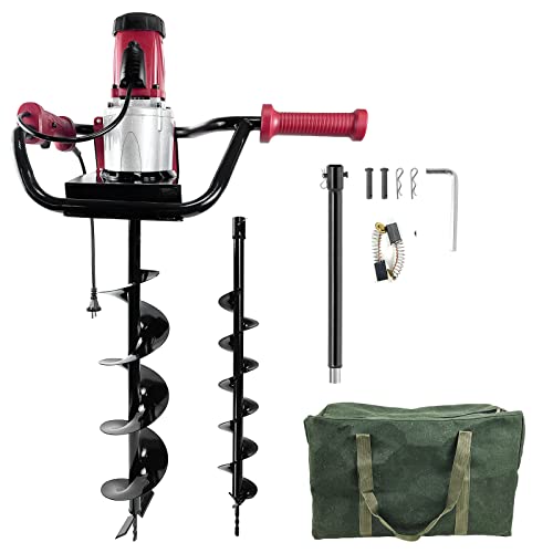 6-Inch & 4-Inch Auger Bit Earth Auger,1500W Electric Post-Hole Digger, Earth Auger Digging Drill, Ideal for Post Hole Digging, Drilling, Tree Planting