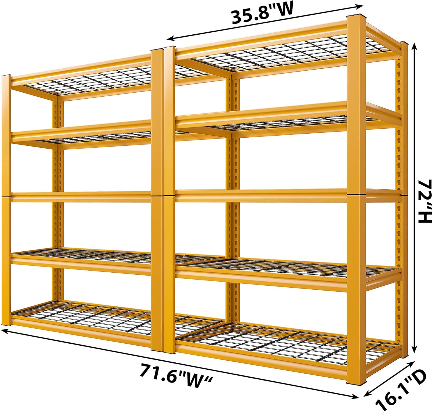 REIBII 72" H Garage Shelving Heavy Duty 2000LBS, Adjustable Storage Shelves Metal Shelving Units and storage 5-Tier Heavy Duty Shelving Pantry Industrial Shelves Storage Rack 35.8"W x 16.1"D x 72"H