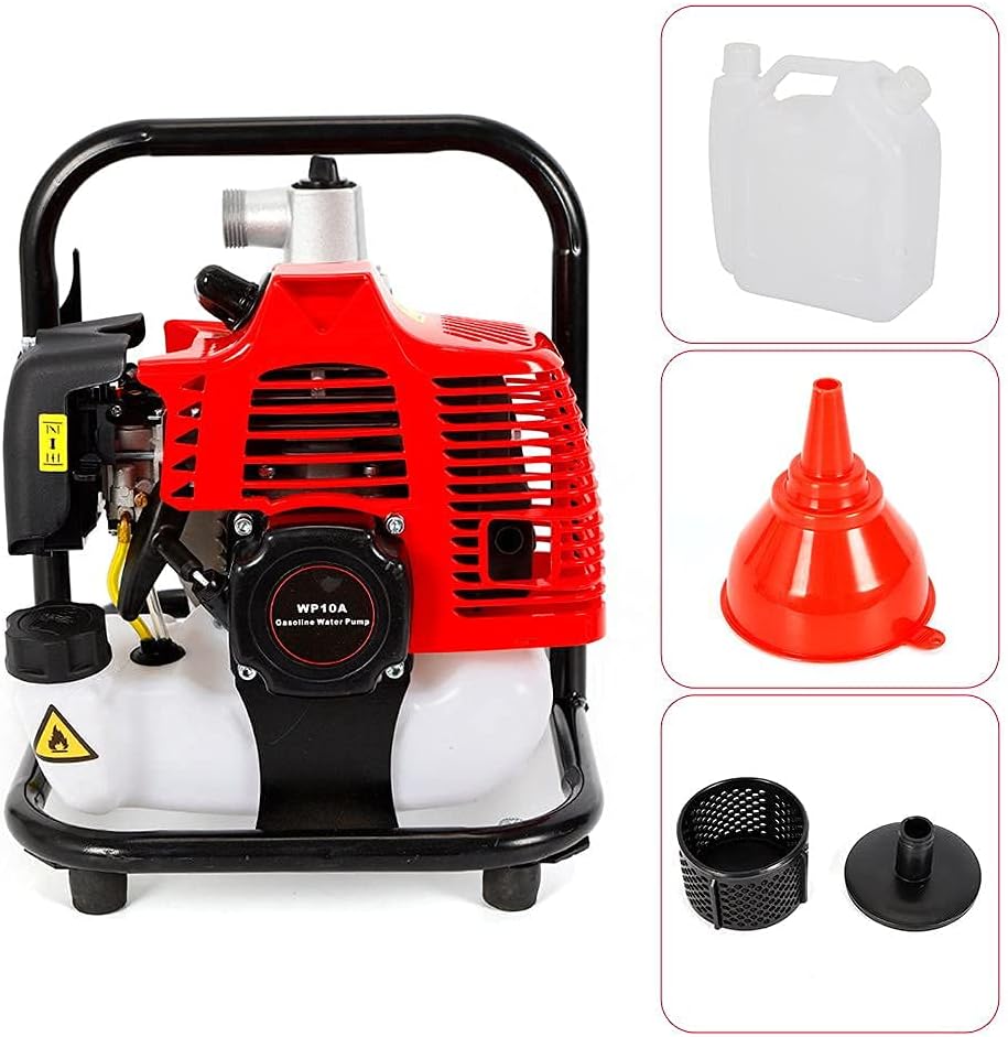 Gasoline Water Pump 1 Inch 43CC 2 Stroke 1.7HP Petrol Water Transfer High Pressure Pump for Irrigation Pool, Landscaping or Gardening Irrigation