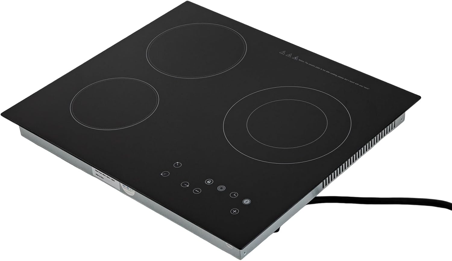 24 Inch Electric Cooktop, 3 Burners Radiant Electric Stove Top 110V, 2600W Ceramic Electric Stove with Timer, Child Safety Lock, Sensor Touch Control(No Plug)