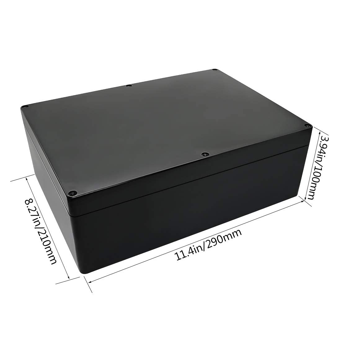 LeMotech ABS Plastic Electrical Project Case Power Junction Box, Project Box Black 10.4" x 7.2" x 3.7" (263 x 182 x 95 mm)(Pack of 1)