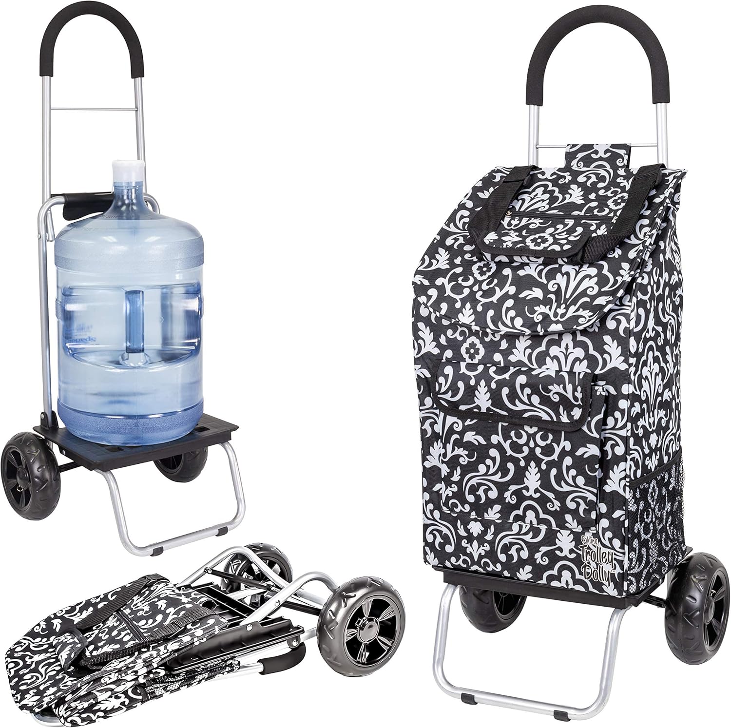 dbest products Trolley Dolly Purple Foldable Shopping cart for Groceries with Wheels and Removable Bag and Rolling Personal Handtruck Standard