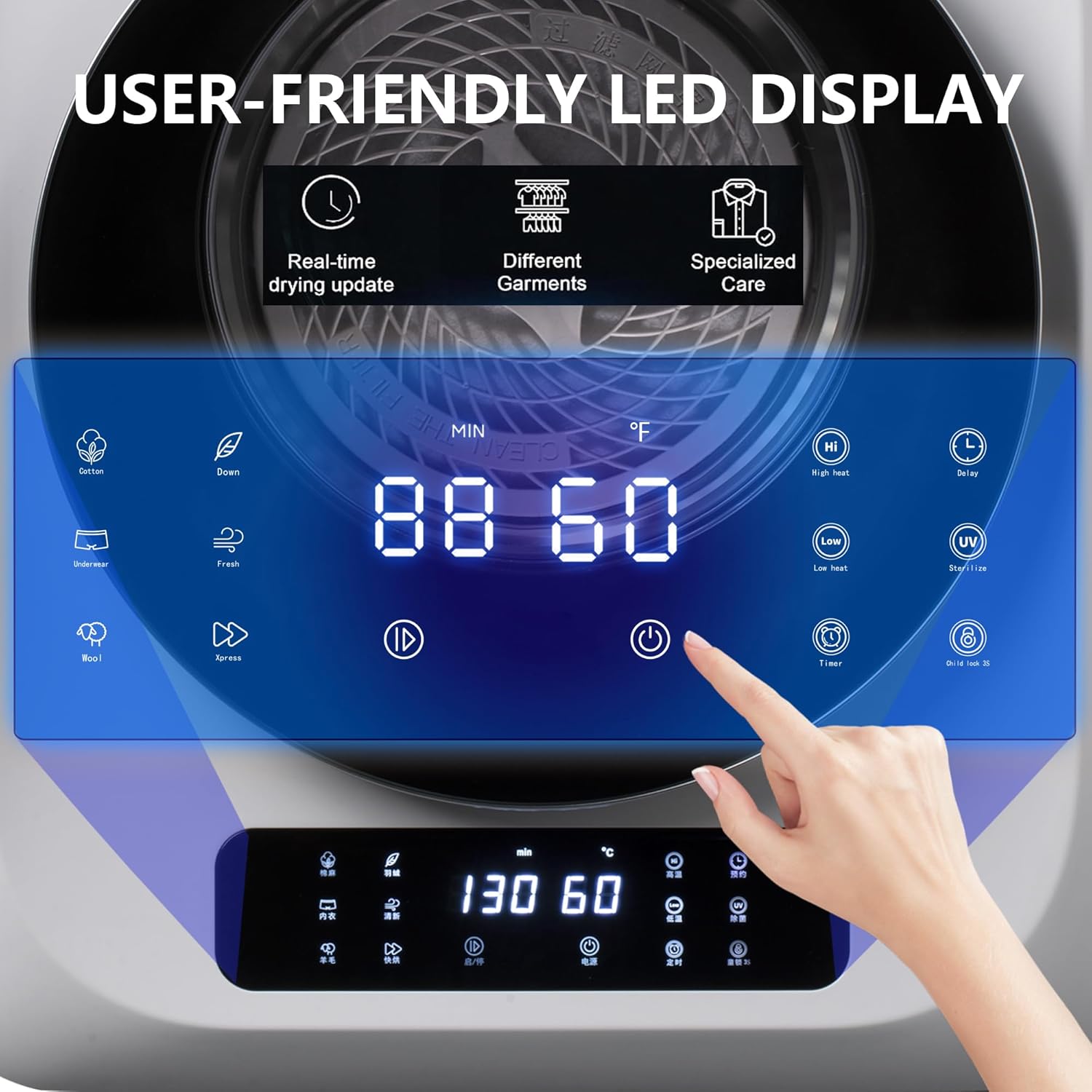 Compact Laundry Dryer,Portable Automatic Drying temperature system Dryer Machine,110v 850w for Small Spaces