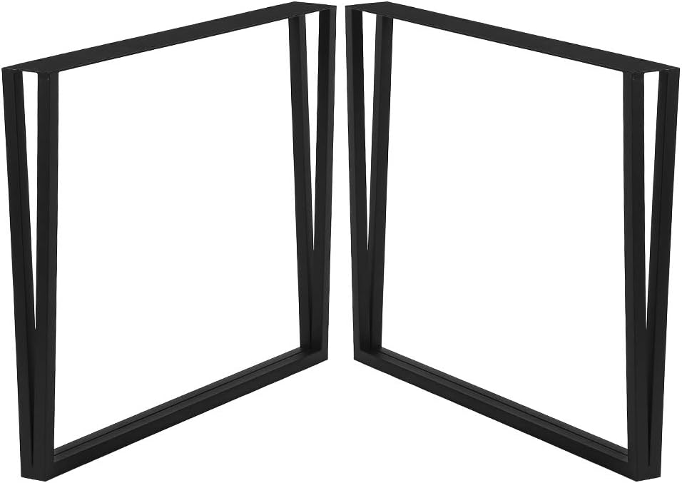 Metal Table Legs Cast Iron Dining Table Legs,28�� Height 24�� Wide Black Desk Legs,Rustic Heavy Duty DIY Furniture Legs,Industrial Bench Legs,Square Tube Coffee Table Legs 2 PCS