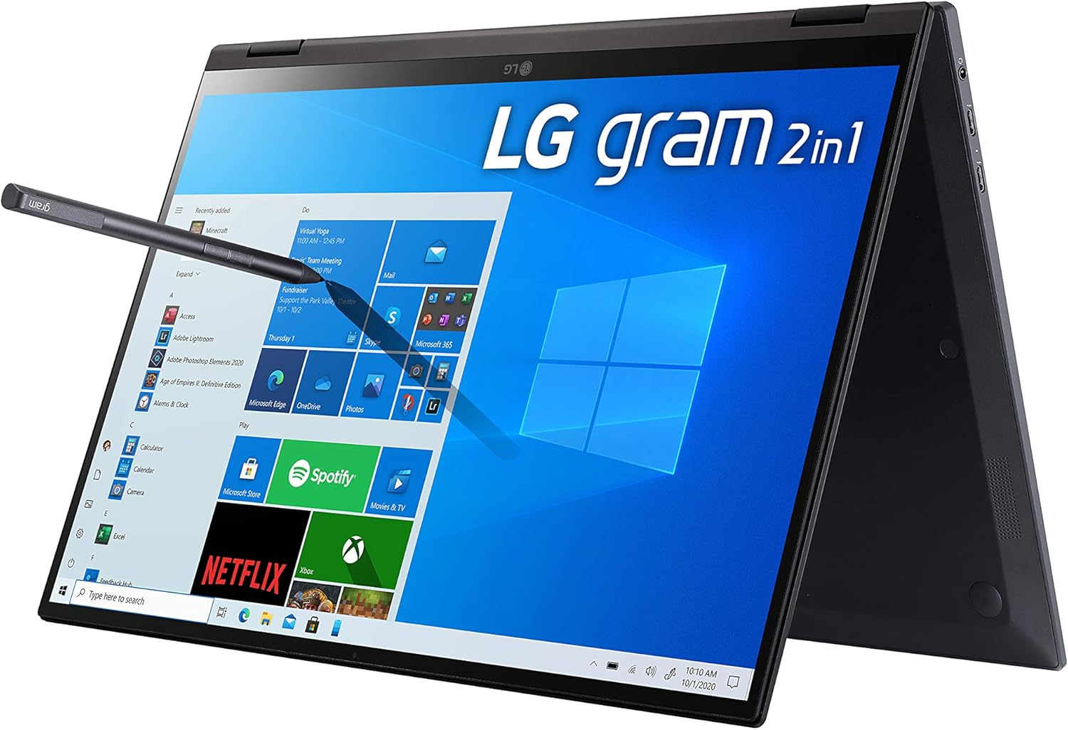 LG gram 16T90P - 16" WQXGA (2560x1600) 2-in-1 Lightweight Touch Display Laptop, Intel evo with 11th gen Core i7 1165G7 CPU, 16GB RAM, 2TB SSD, 21 Hours Battery, Thunderbolt 4, Black - 2021