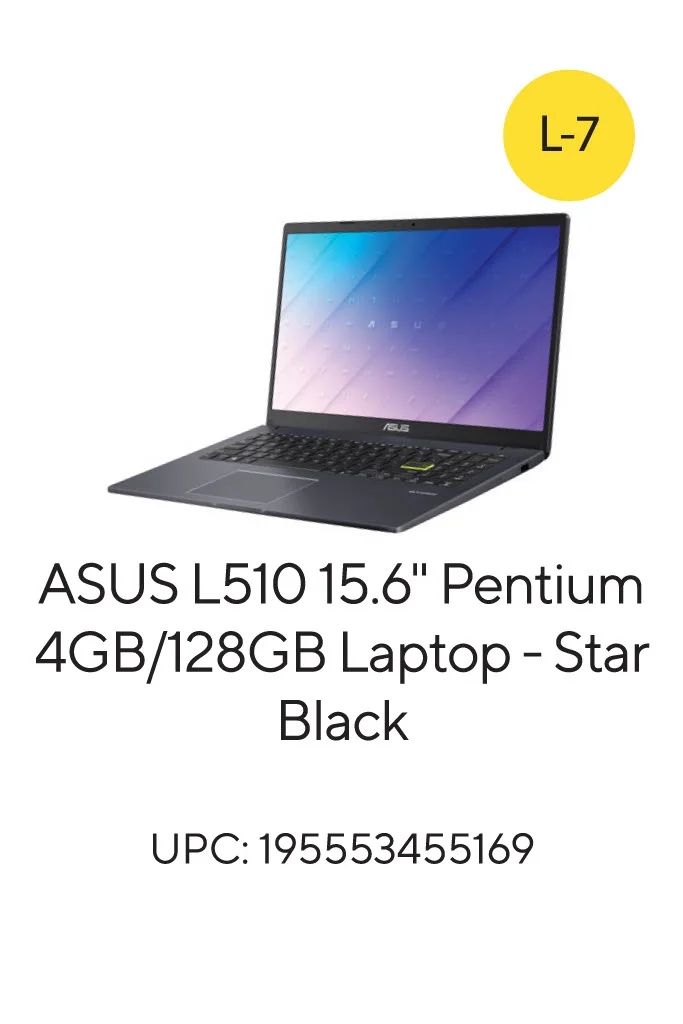 ASUS 15.6" FHD Laptop, Intel Pentium, 4GB RAM, 128GB eMMC, Windows 11 Home in S mode with One Year of Microsoft 365 included,  L510MA-WS21