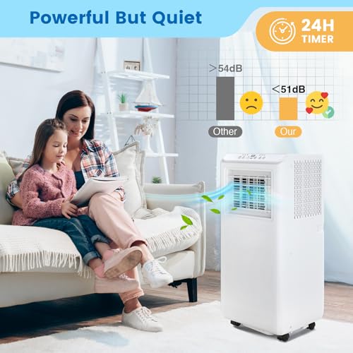 Acekool 8000 BTU Portable Air Conditioners, Portable AC with Remote Control for Room up to 350 Sq.Ft, 3-in-1 Functions/Digital Display/24 Hrs Timer/Caster Wheels for Home/Office/Dorms