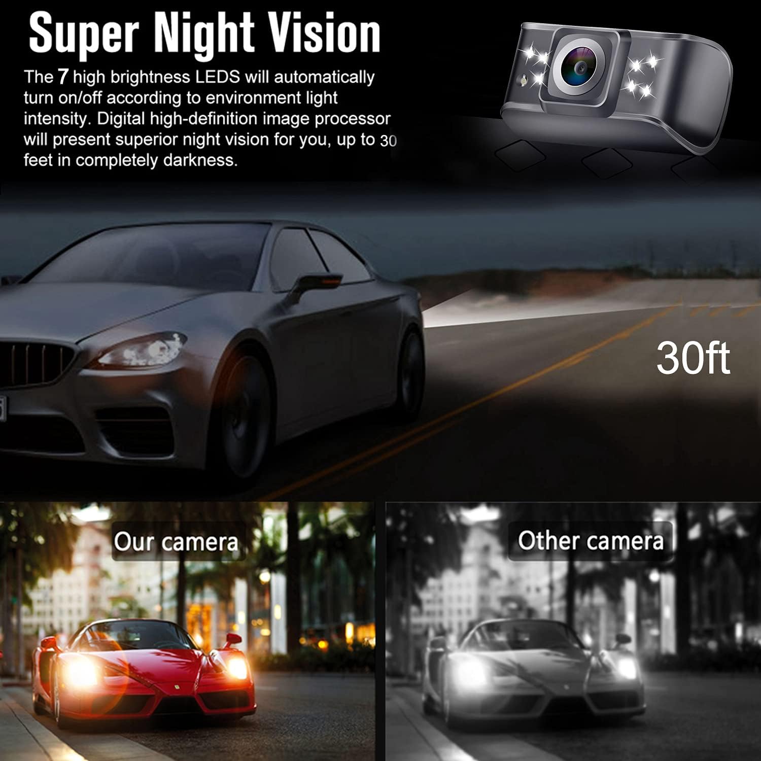 Rear View Mirror Camera for Cars,SUVs,Trucks HD 1080P with 4.3'' Mirror Backup Camera Monitor Wired Kit One Wire Plug and Play System IP69 Waterproof DIY Grid Lines LeeKooLuu LK1