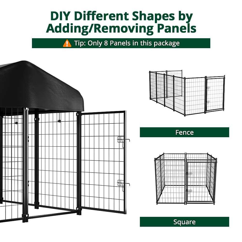 PawGiant Dog Kennel Outdoor Dog House with Roof Waterproof Cover for Medium to Small Dog Outside 4ft x 4ft x 4.5ft - Pet Supplies online store
