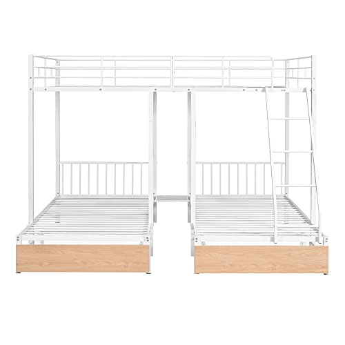 Heavy Duty Triple Bunk Bed for 3 Kids, Twin Over Twin & Twin Bunk Beds with Guardrails and Ladder, Twin Over 2 Twin Triple Bunk for Kids, Teens, Black Triple Bunk Bed Twin Size