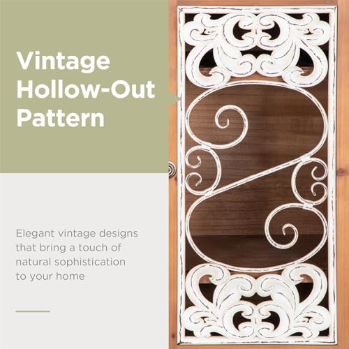 Sophia & William Accent Cabinet with 2 Doors, Distressed Storage Cabinet with Carved Pattern for Kitchen Entryway Living Room