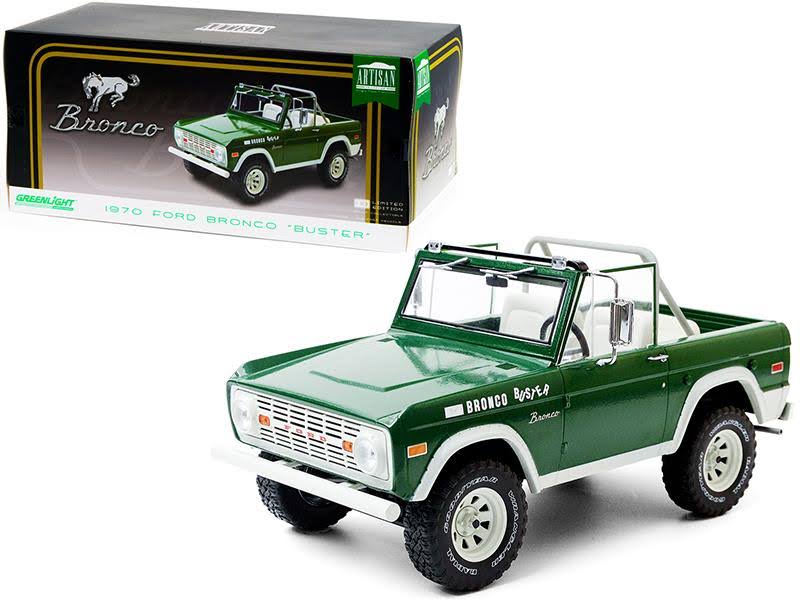 Greenlight 19084 1970 Ford Bronco Buster 1 by 18 Scale Diecast Model Car Green