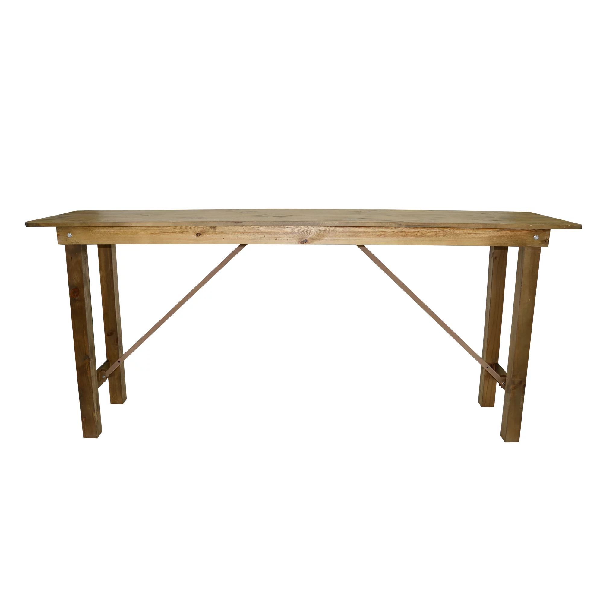 8' x 24" Pine Wood Farm Bar Height Folding Table - Rustic Legs
