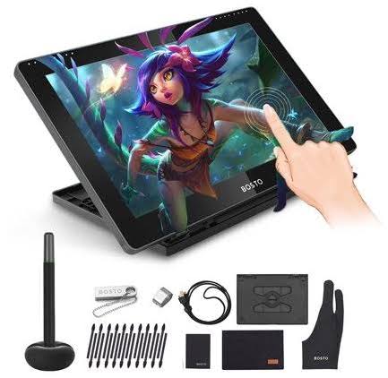 Bosto Bt-16hdt Portable 15.6 inch H-ips LCD Graphics Drawing Tablet Display Support Capacitive Touchscreen 8192 Pressure Level P