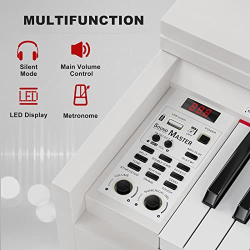 UMOMO UMP-716 88 Key Weighted Keyboard Piano with Piano Bench, Beginner Digital Piano Full Size Heavy Hammer Weighted Action Electric Piano Keyboard with USB & MIDI, Black