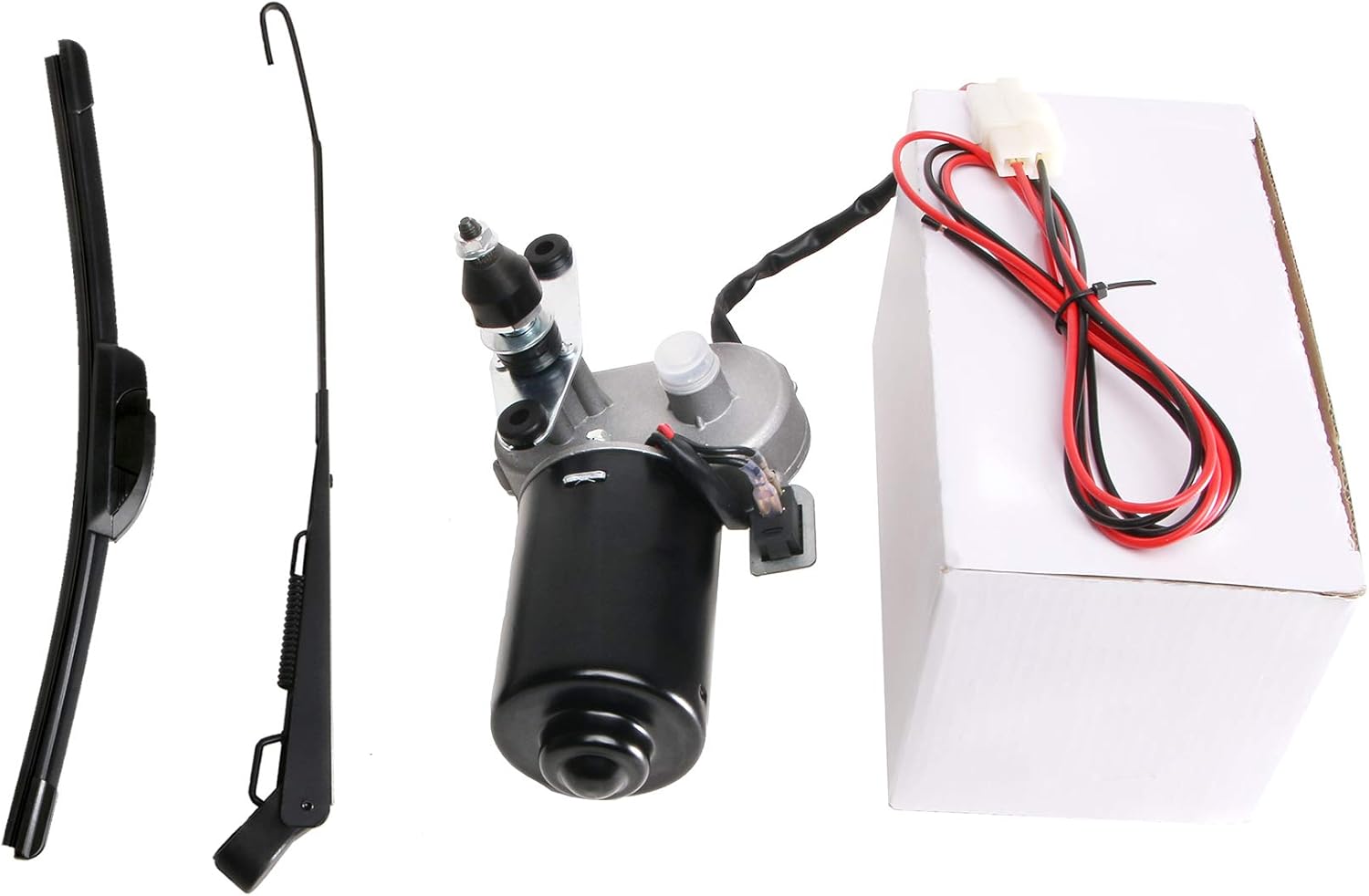 YiCross Electric UTV Windshield Wiper Motor 12V Hard Coated Polycarbonate Universal Windshield Wiper Kit w/Multi Wiper, 90 Degree Wipe Sweep